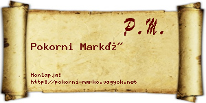 Pokorni Markó névjegykártya